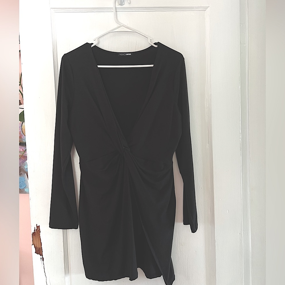 Fashion nova Long sleeve, black mini dress.